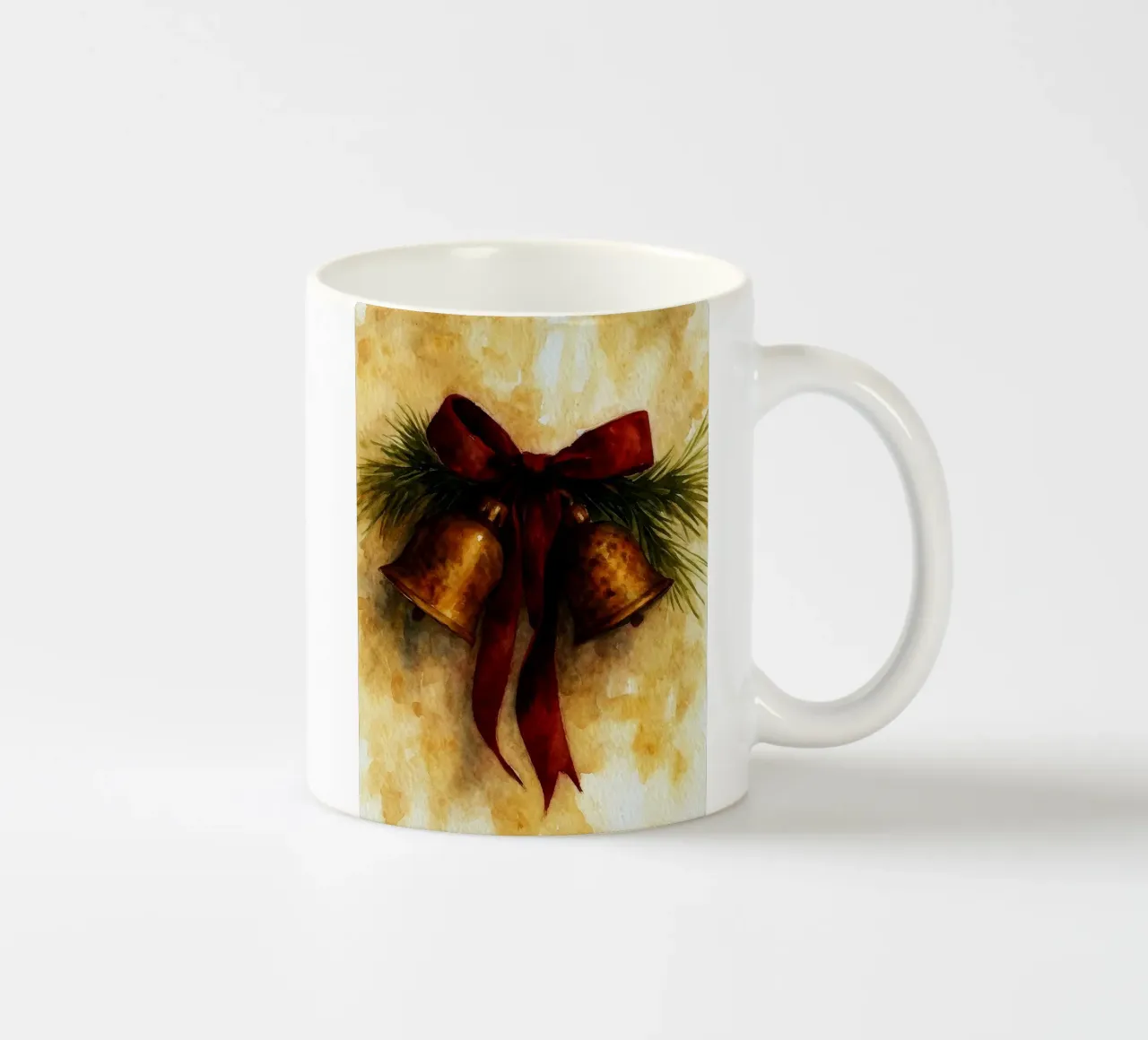 dipinto natalizio con campana in ottone tazza in ceramica da aztera