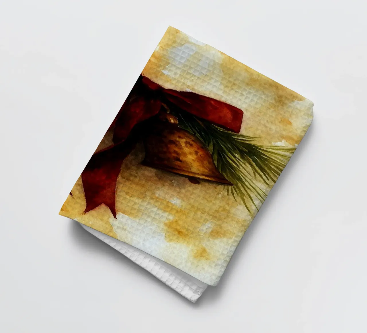 dipinto natalizio con campana in ottone canovaccio da cucina da aztera