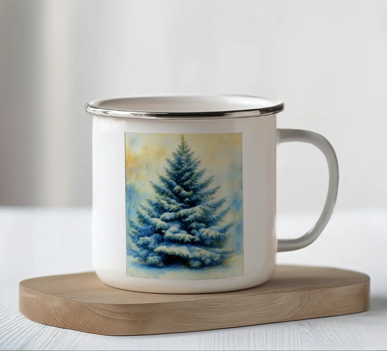 pittura dell'albero di Natale tazza in smalto da aztera