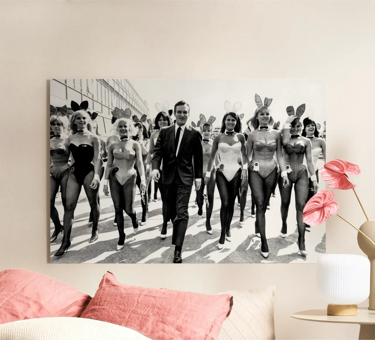 Hugh Hefner e le conigliette di Playboy (1966) plexiglass da vintgeseyn