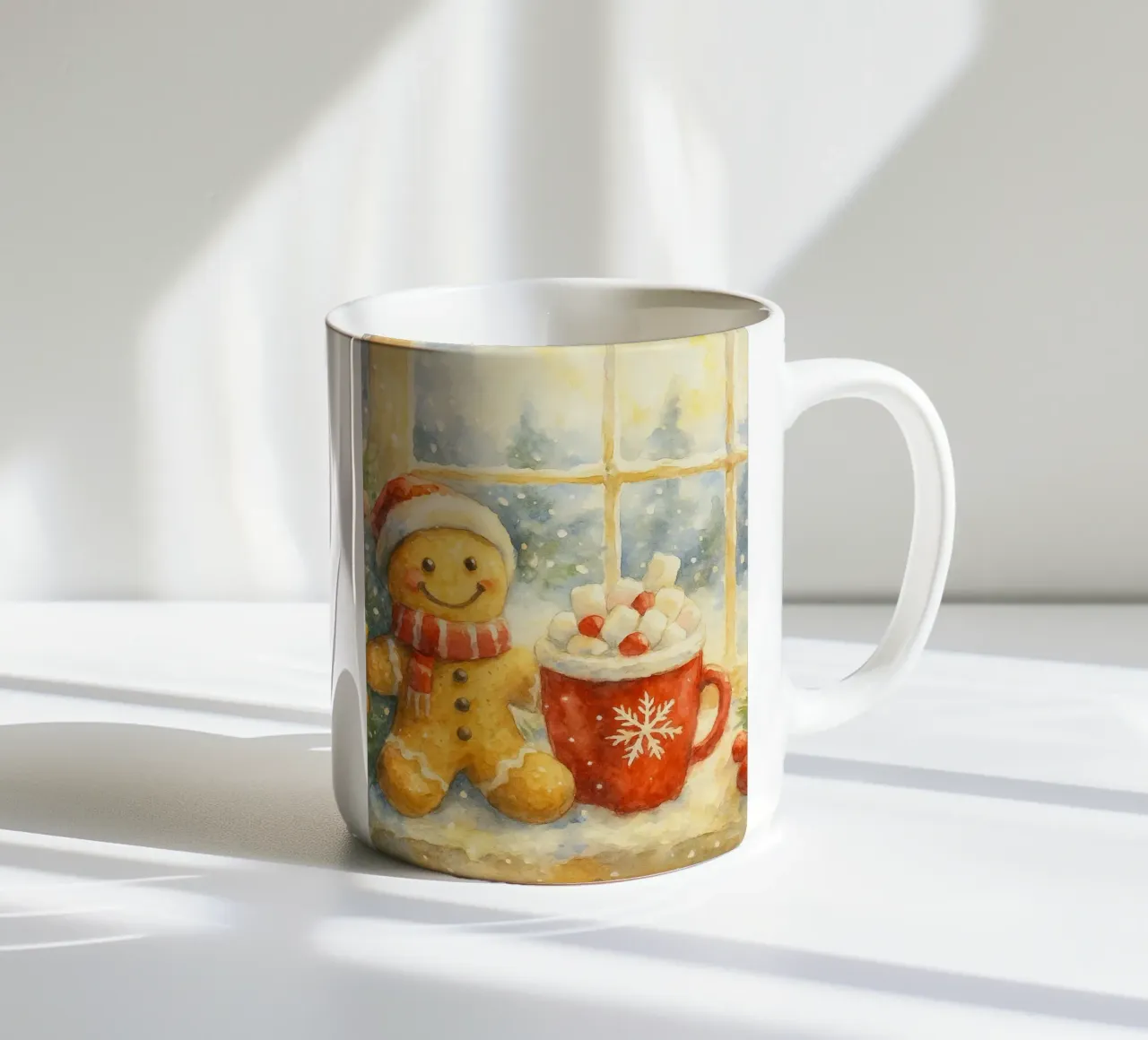 divertente dipinto di Natale con sorriso di pan di zenzero tazza in ceramica da aztera