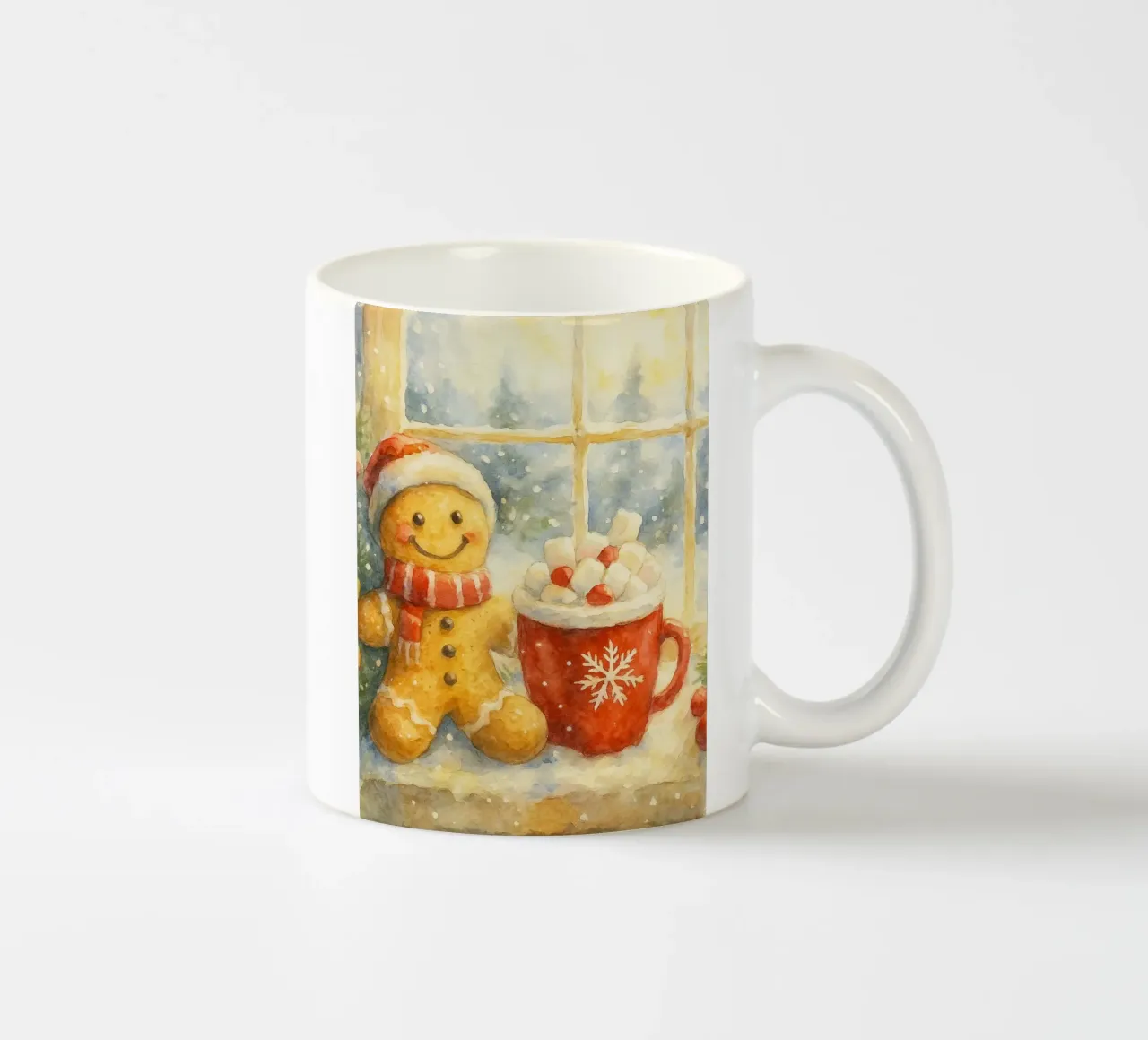 divertente dipinto di Natale con sorriso di pan di zenzero tazza in ceramica da aztera