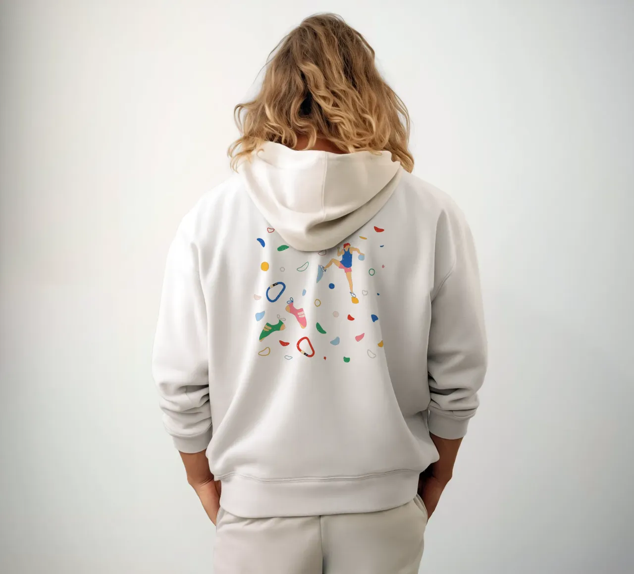 Escalador en una pared de búlder sudadera con capucha de justclimberthings