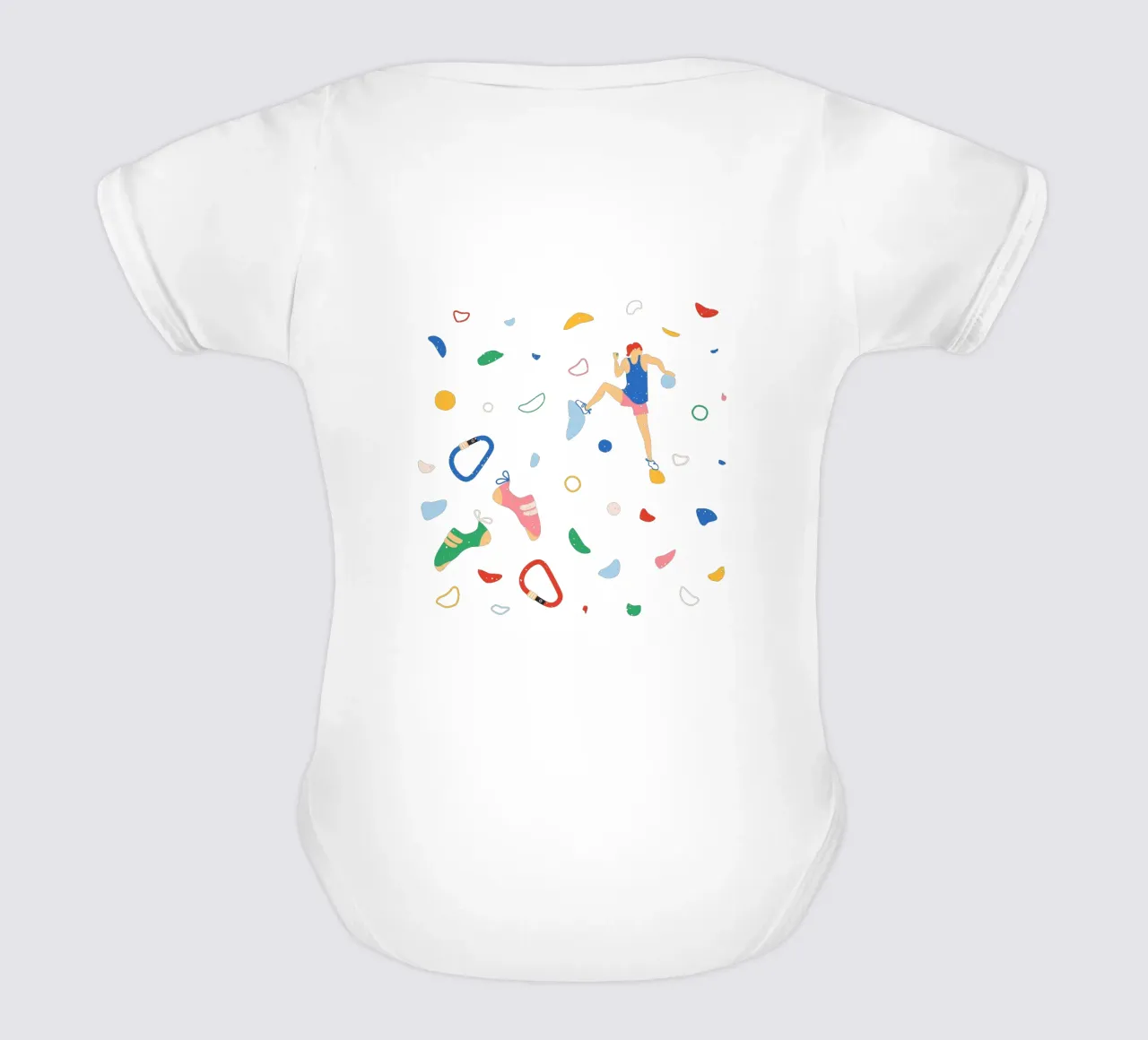 Kletterer an einer Boulderwand Kurzarm Babybody von justclimberthings