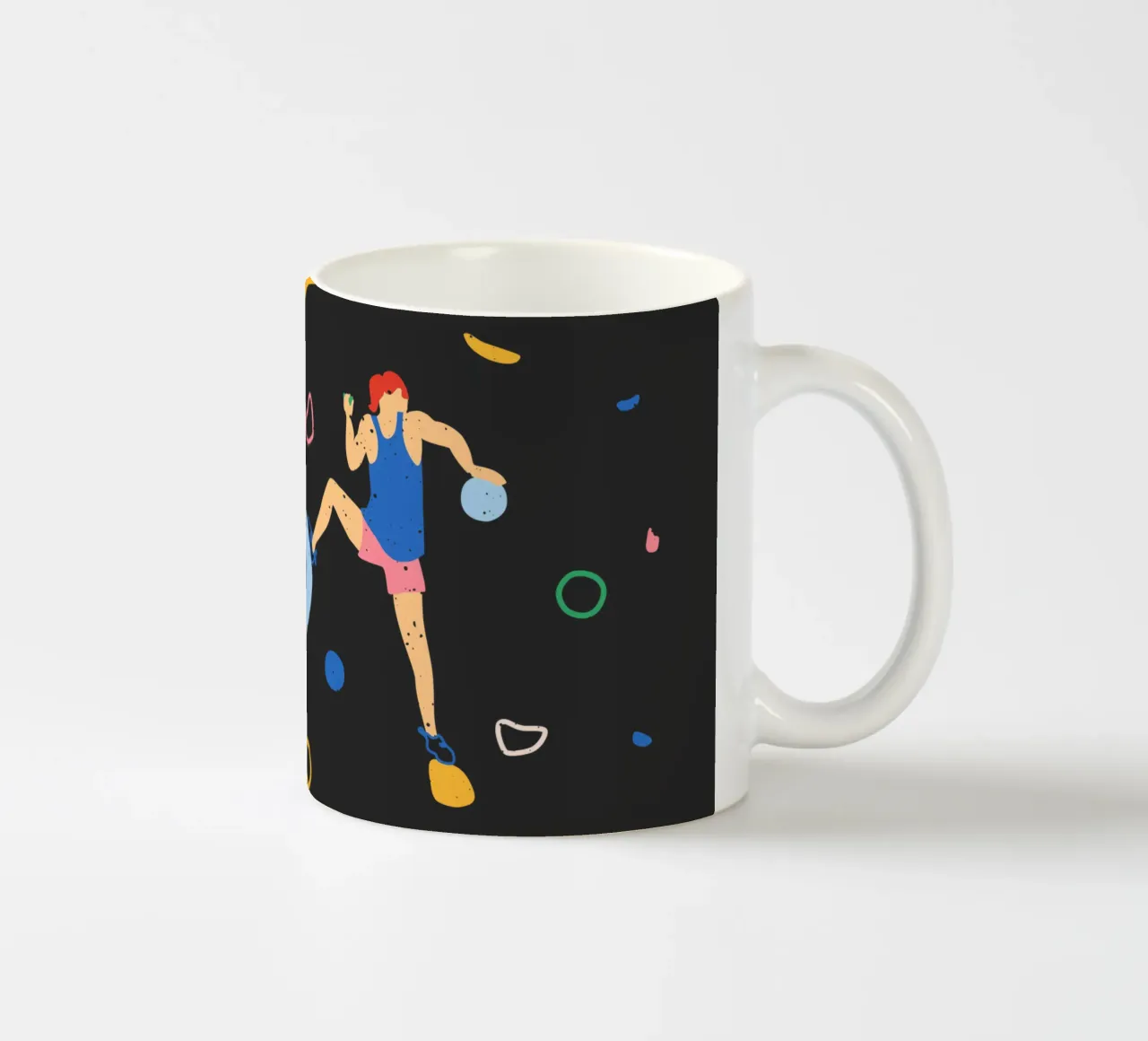 Kletterer an einer Boulderwand Keramik Tasse von justclimberthings