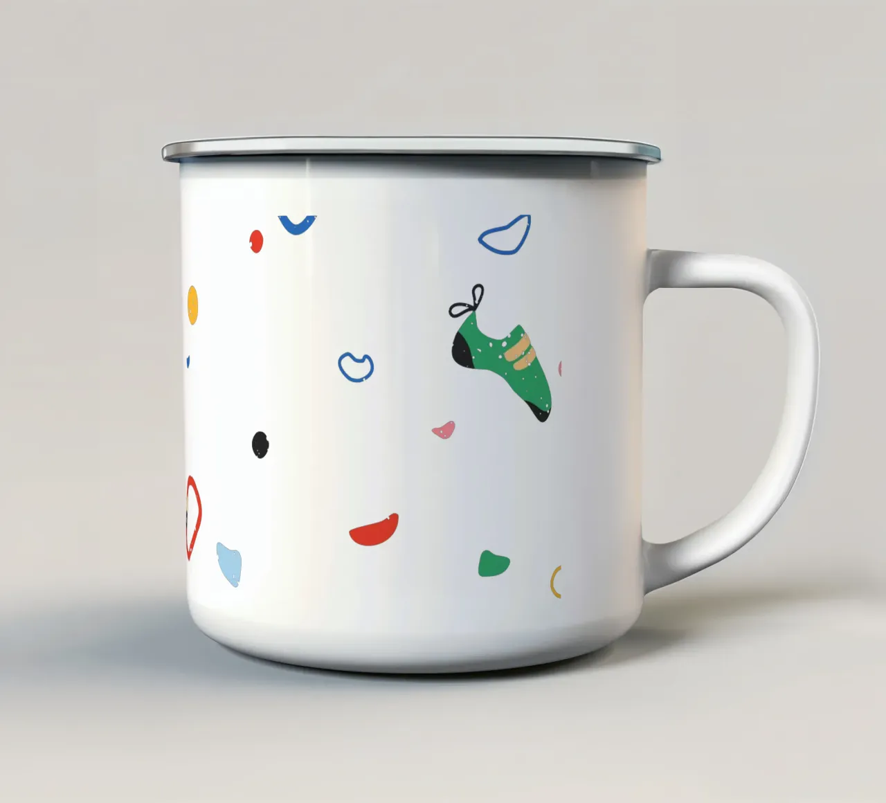Escalador en una pared de búlder taza de esmalte de justclimberthings