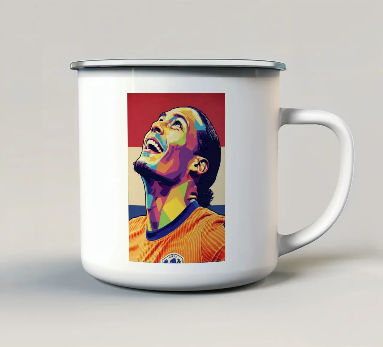 Virgil Van Dijk così felice tazza in smalto da Hantamrata