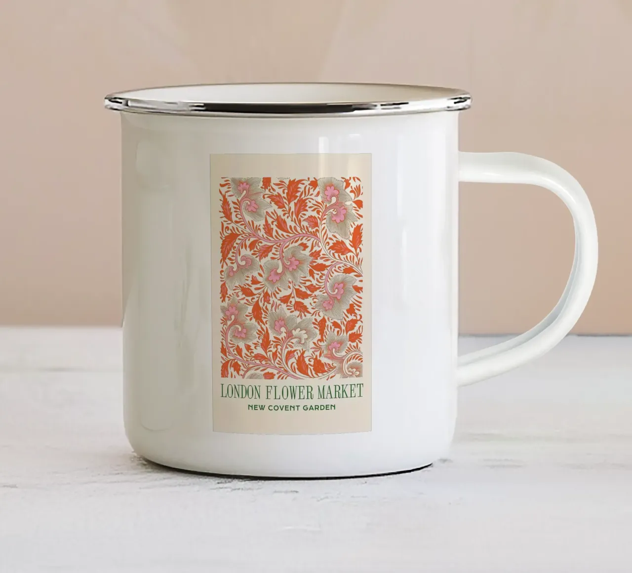 Stampe del mercato dei fiori di Madrid tazza in smalto da BotanicalMolly
