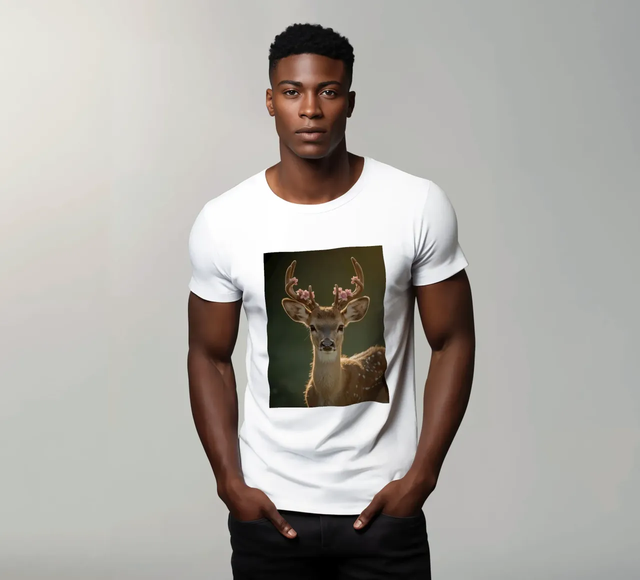 Cervo con fiori sulle corna t-shirt da DesignDoodle