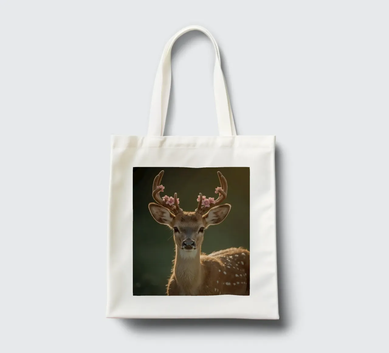 Cervo con fiori sulle corna borsa in juta da DesignDoodle