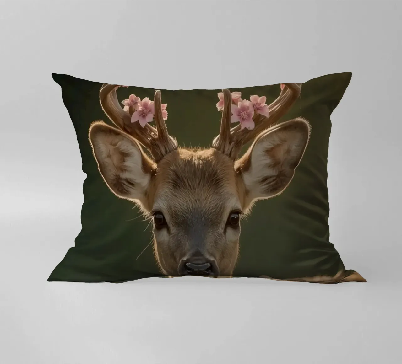 Cervo con fiori sulle corna cuscino da DesignDoodle