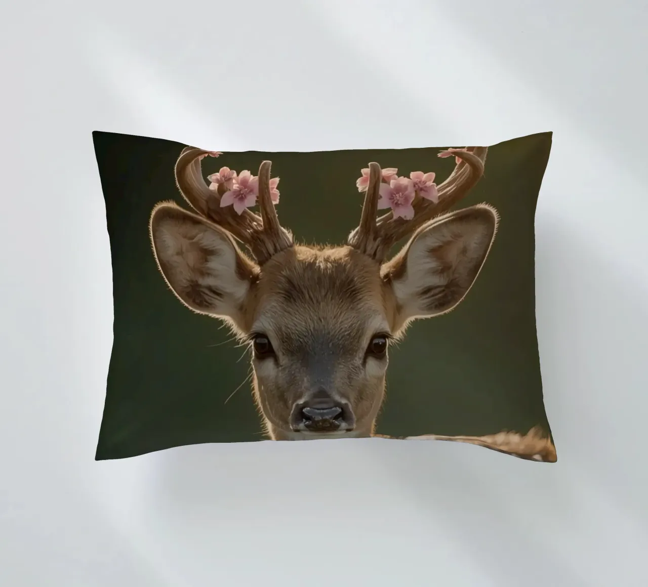 Cervo con fiori sulle corna cuscino da DesignDoodle