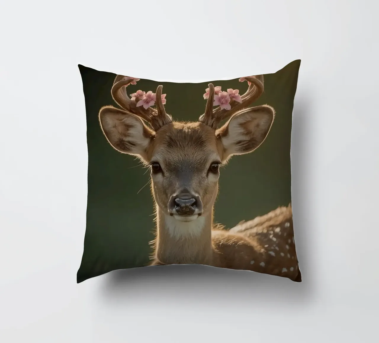 Cervo con fiori sulle corna cuscino da DesignDoodle