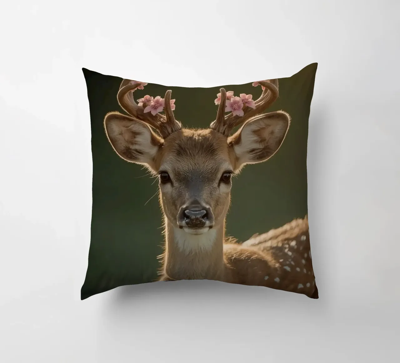 Cervo con fiori sulle corna cuscino da DesignDoodle