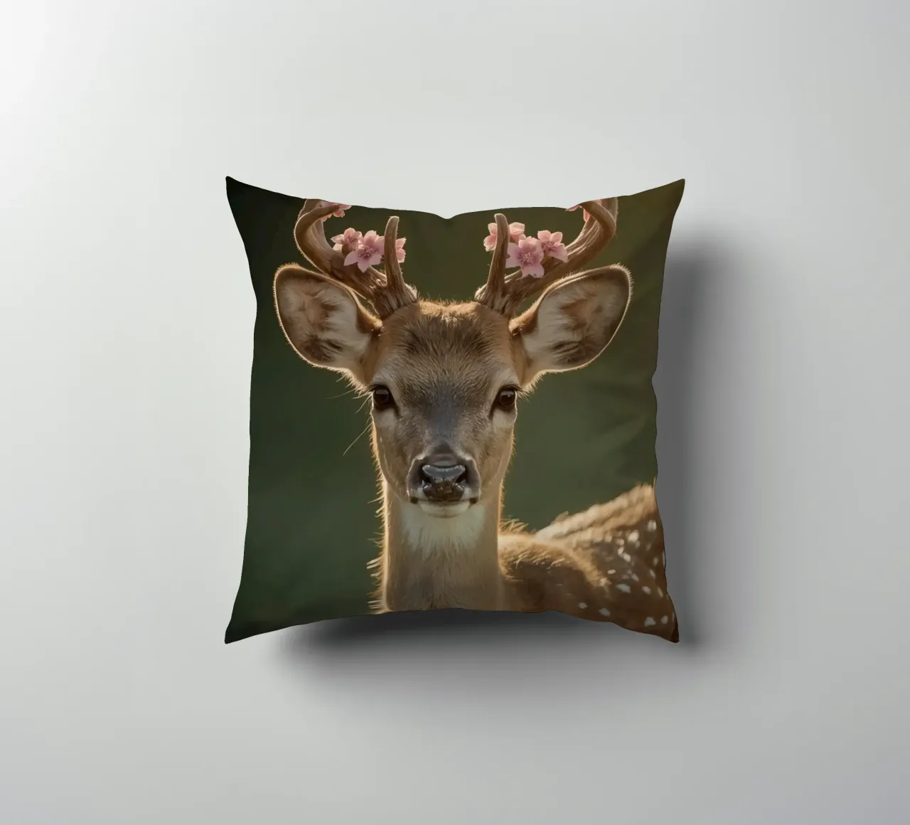Cervo con fiori sulle corna cuscino da DesignDoodle
