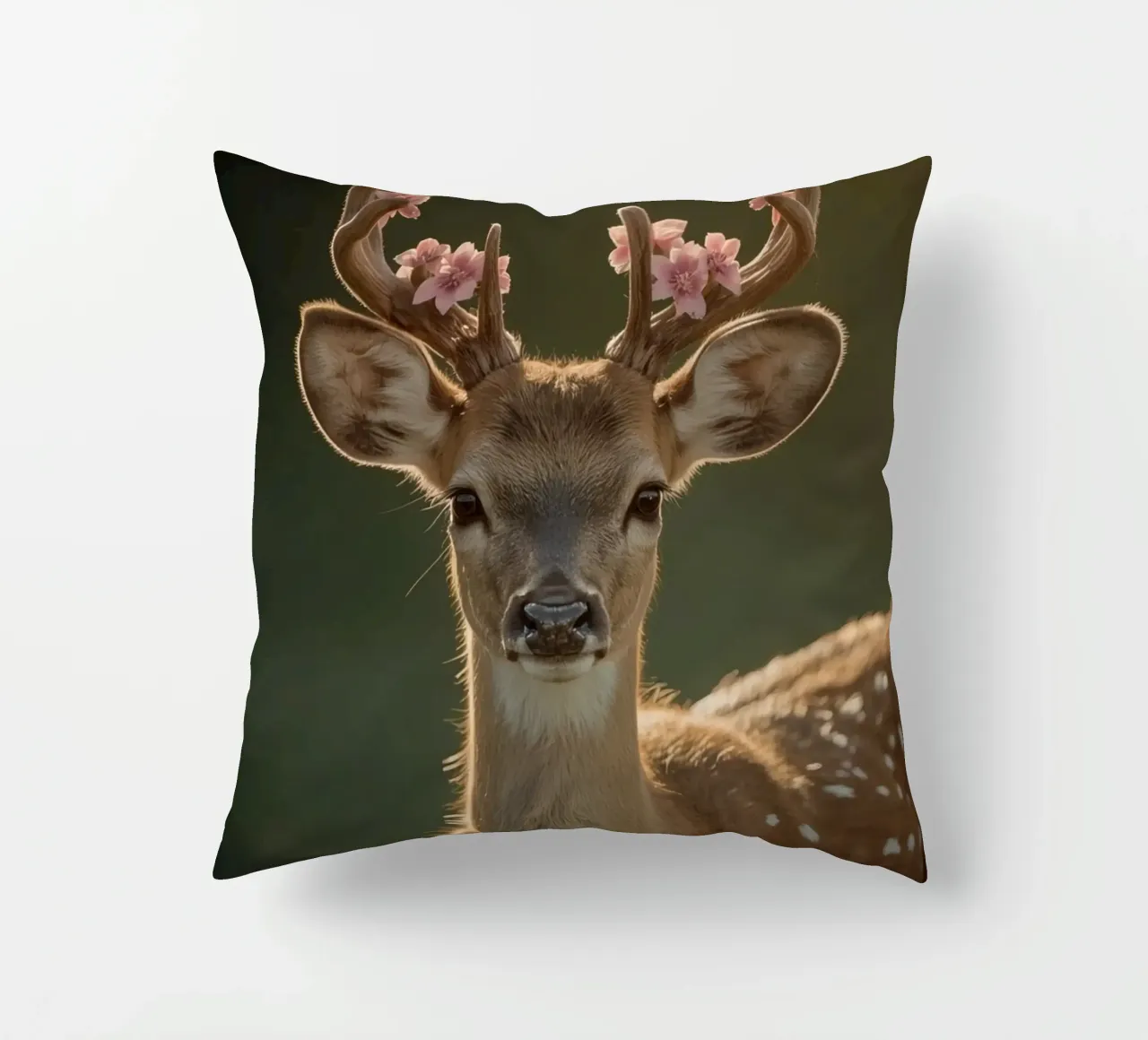 Cervo con fiori sulle corna cuscino da DesignDoodle