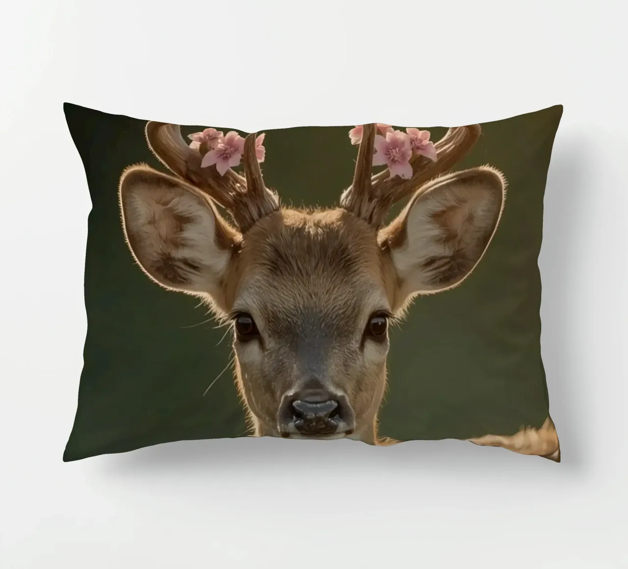 Cervo con fiori sulle corna cuscino da DesignDoodle