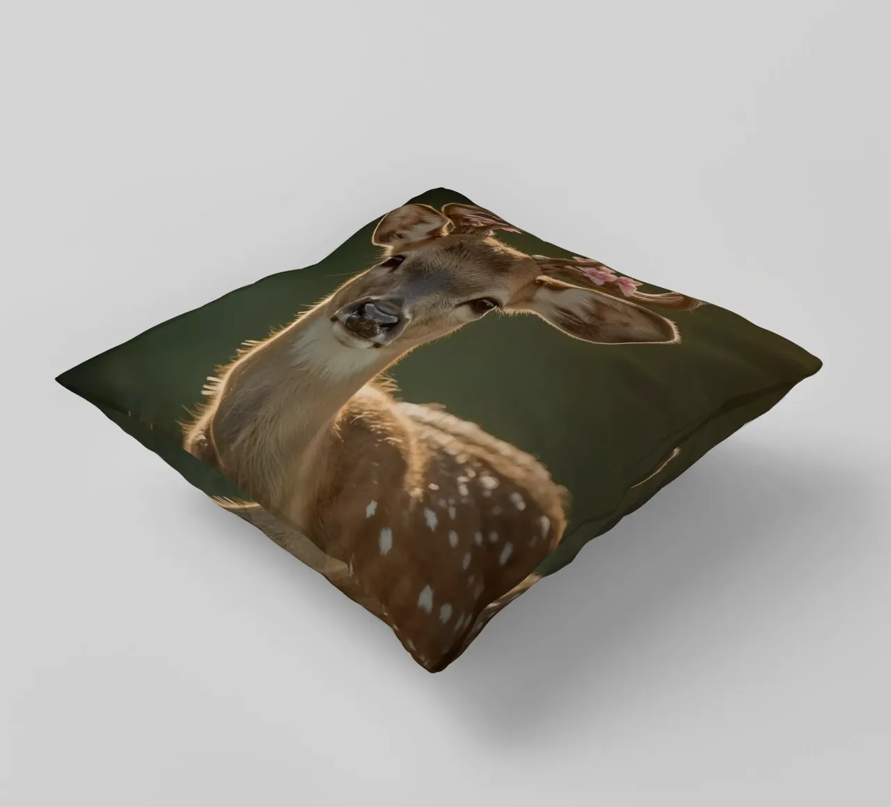 Cervo con fiori sulle corna cuscino da DesignDoodle