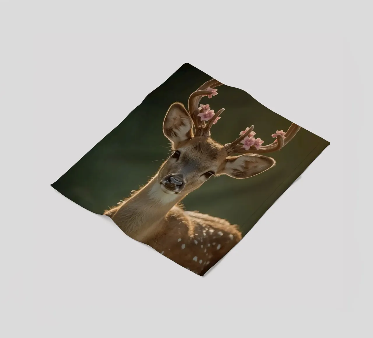 Cervo con fiori sulle corna coperta in pile da DesignDoodle