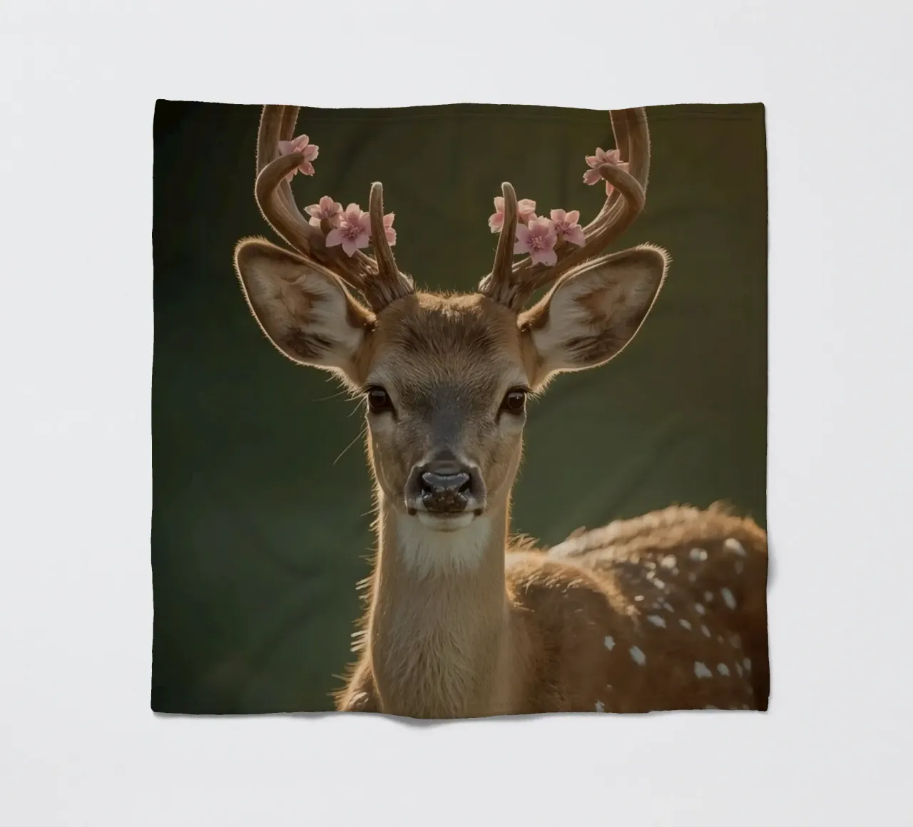 Cervo con fiori sulle corna coperta in pile da DesignDoodle