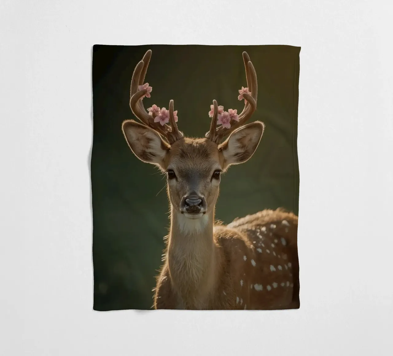 Cervo con fiori sulle corna coperta in pile da DesignDoodle