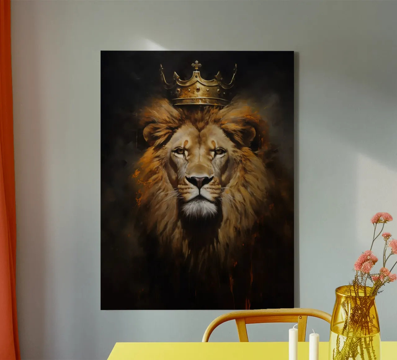 Leeuwenkoning Kroon 2 canvas met Baklijst van Mateo