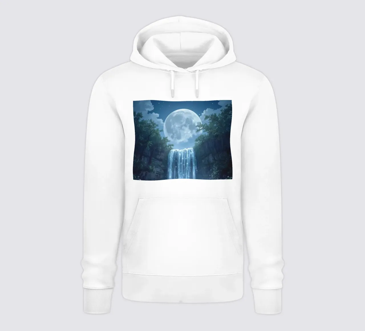 Cascata al chiaro di luna con fiori felpa con cappuccio da DesignDoodle