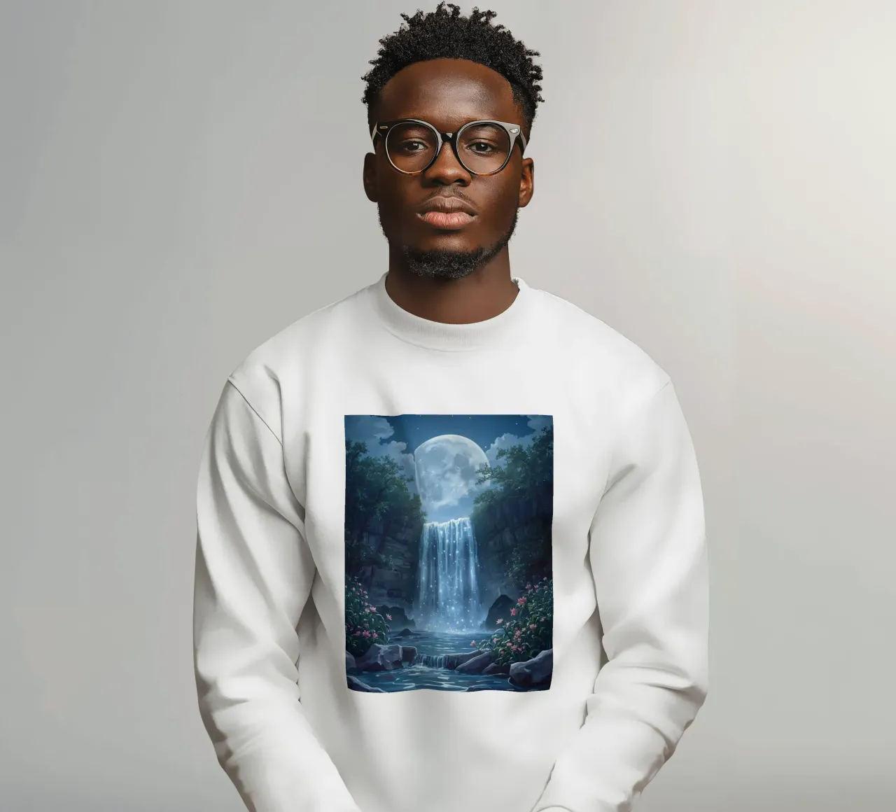 Cascata al chiaro di luna con fiori felpa da DesignDoodle