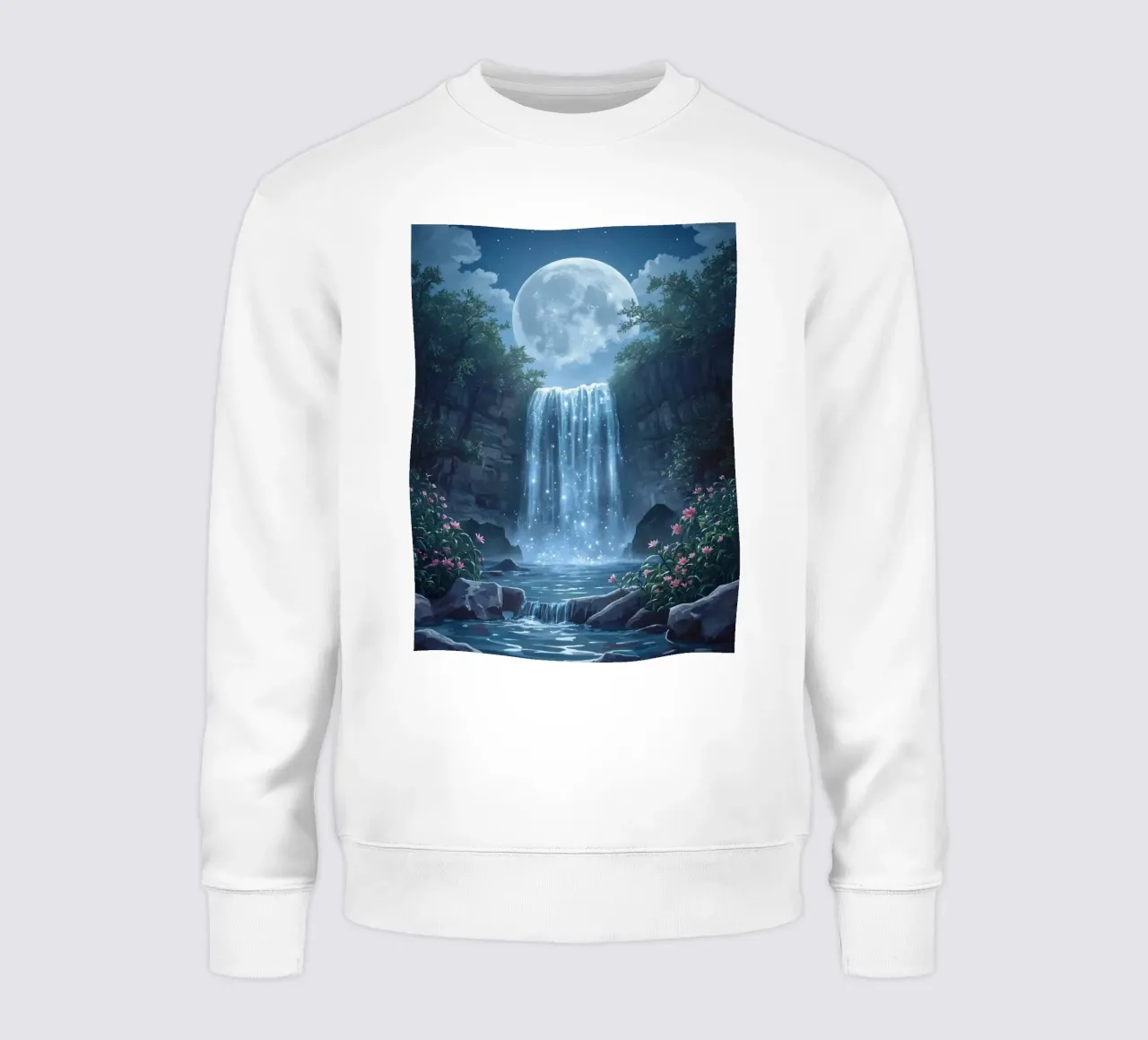 Cascata al chiaro di luna con fiori felpa da DesignDoodle