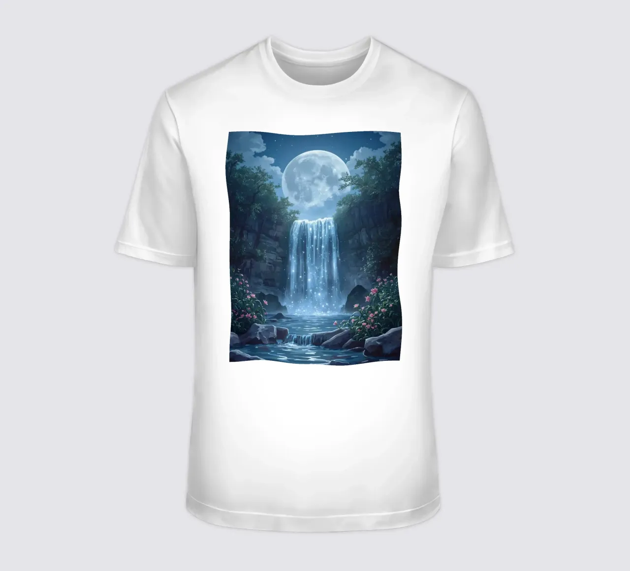 Cascata al chiaro di luna con fiori t-shirt da DesignDoodle
