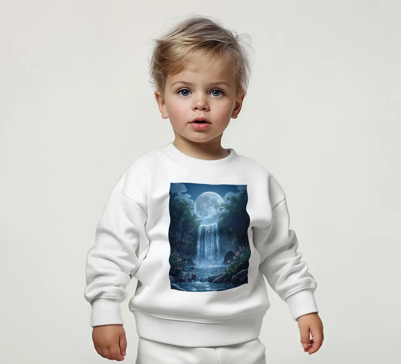 Cascata al chiaro di luna con fiori felpa neonato da DesignDoodle