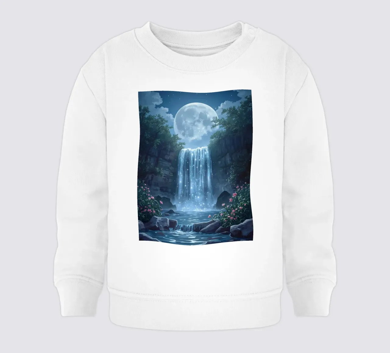 Cascata al chiaro di luna con fiori felpa neonato da DesignDoodle