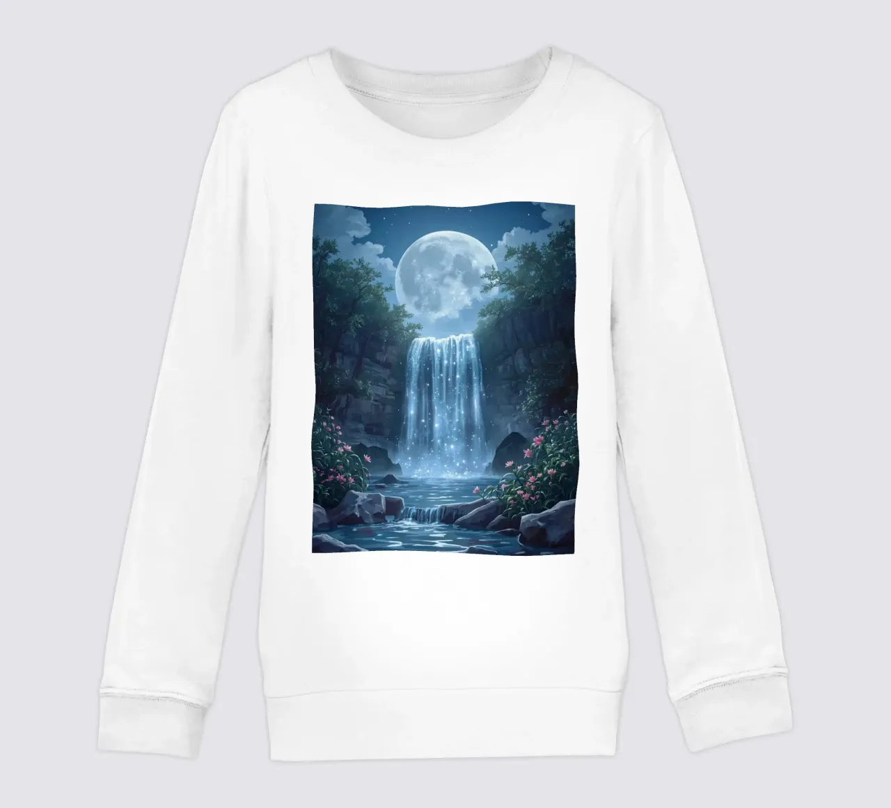 Cascata al chiaro di luna con fiori felpa bambino da DesignDoodle
