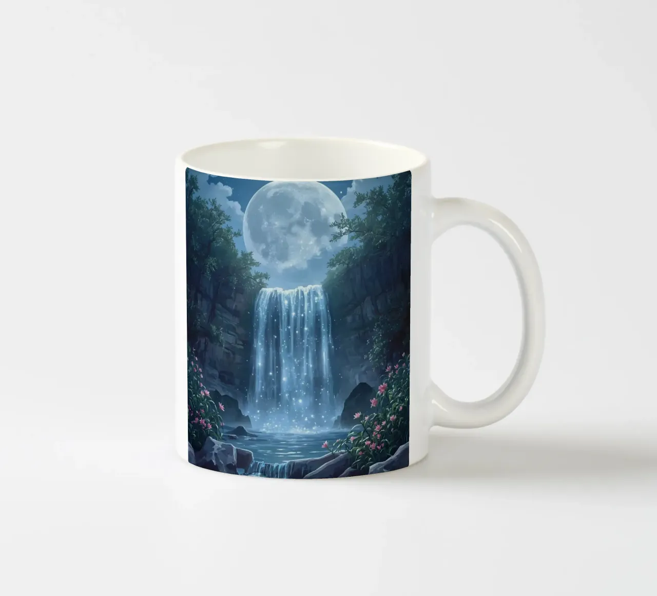 Cascata al chiaro di luna con fiori tazza in ceramica da DesignDoodle