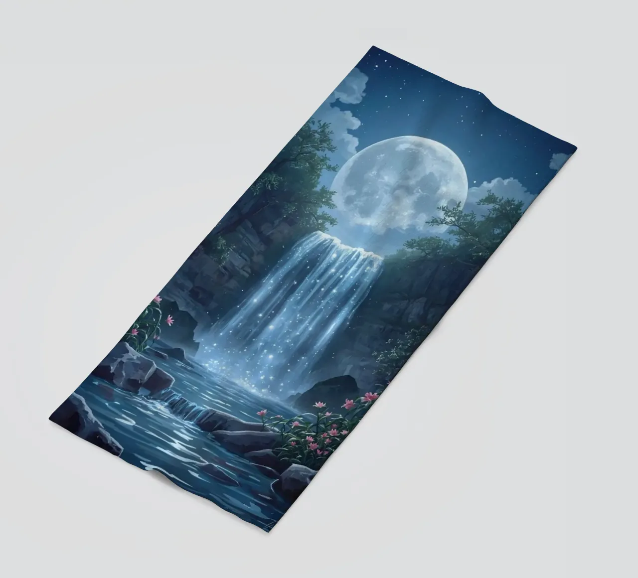 Cascata al chiaro di luna con fiori telo mare da DesignDoodle
