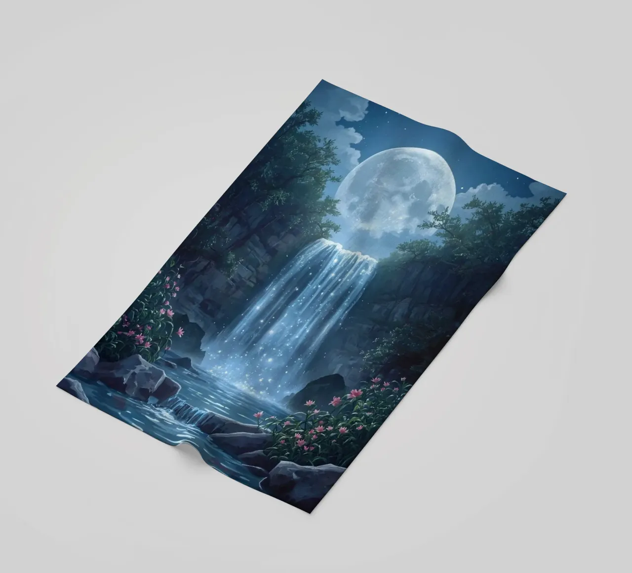 Cascata al chiaro di luna con fiori telo mare da DesignDoodle
