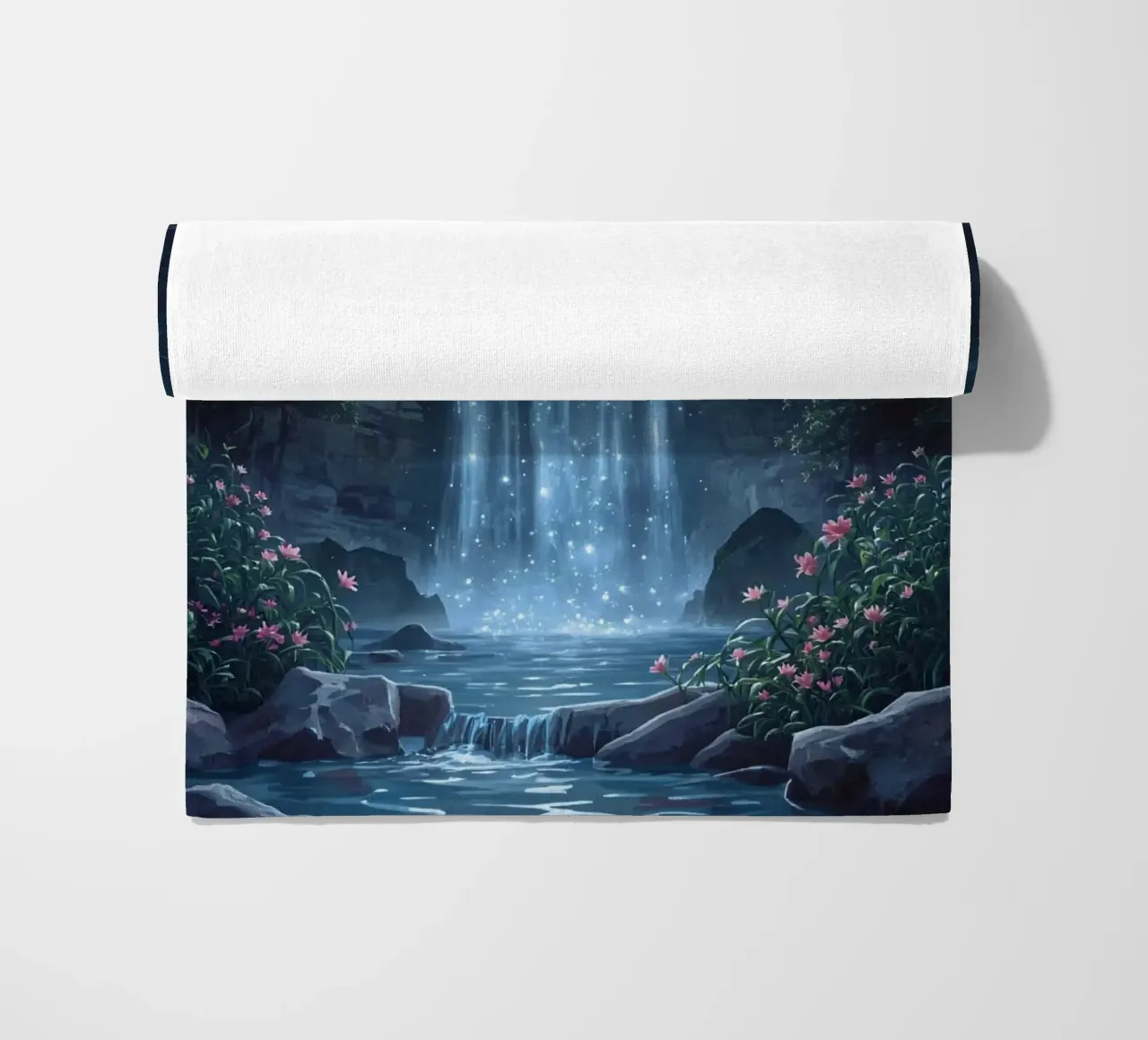 Cascata al chiaro di luna con fiori telo mare da DesignDoodle