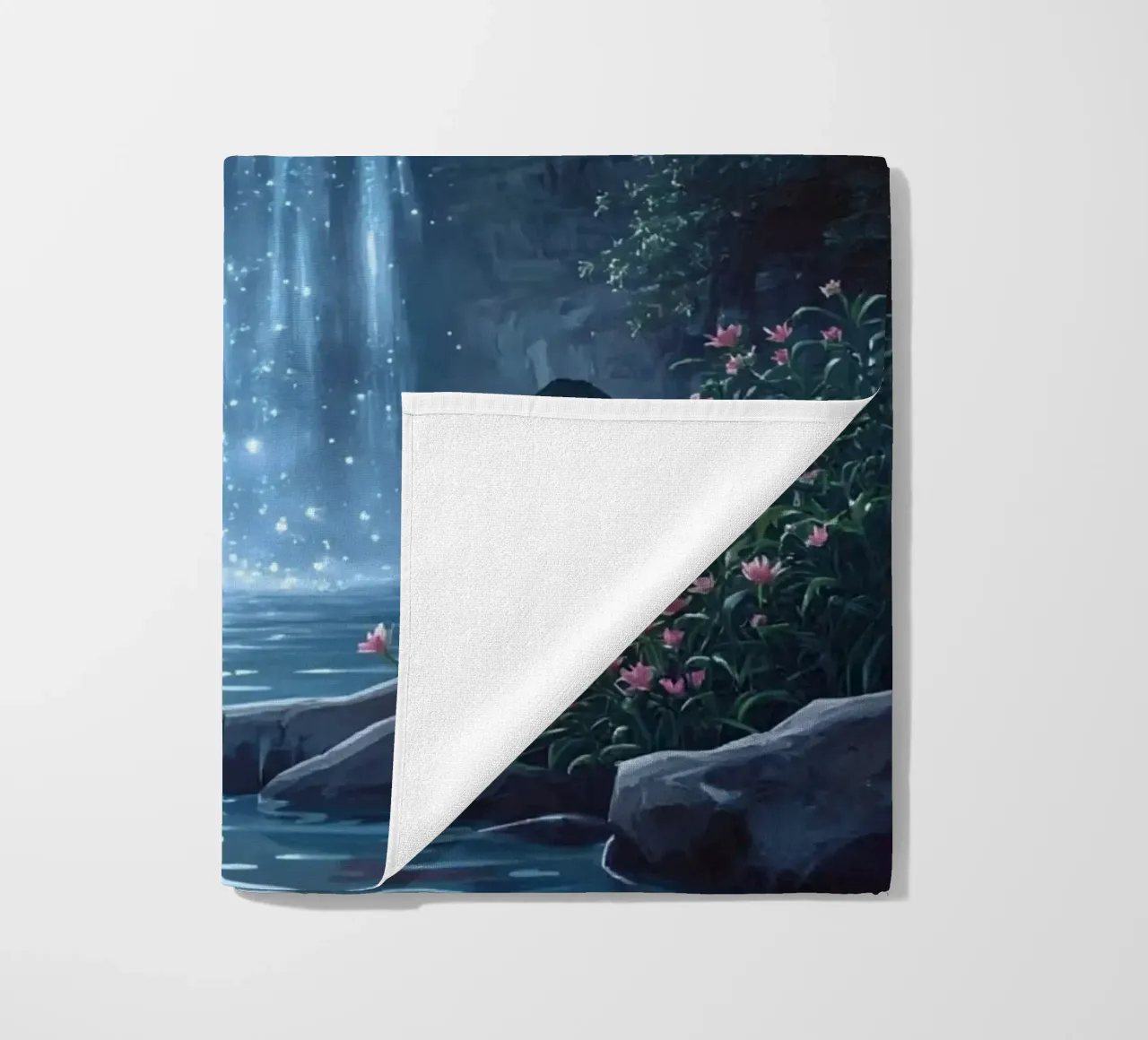 Cascata al chiaro di luna con fiori telo mare da DesignDoodle