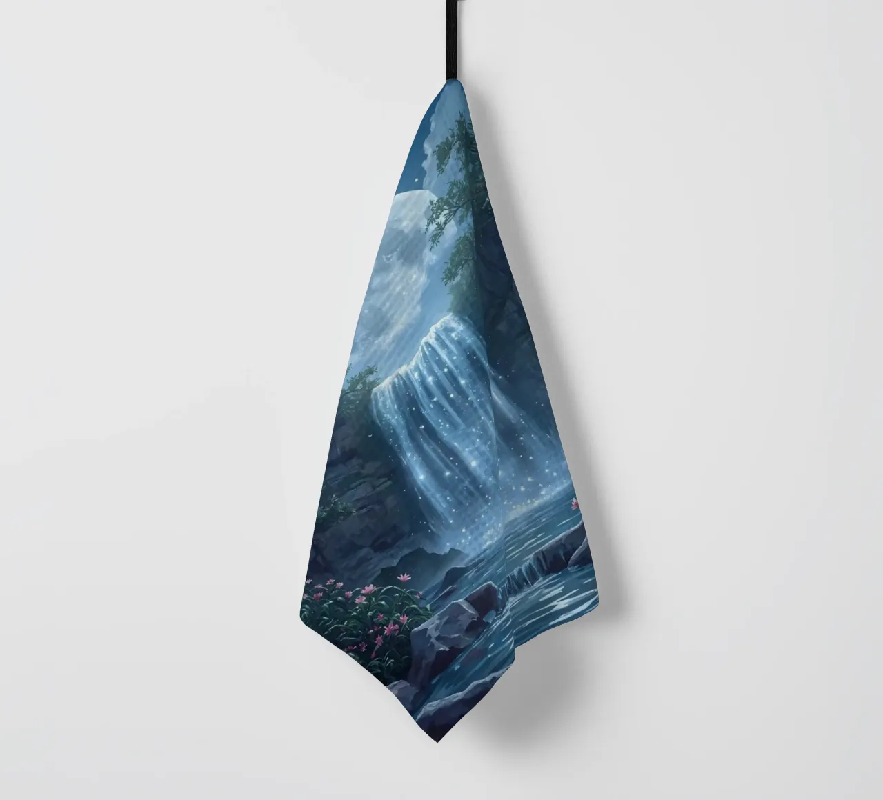 Cascata al chiaro di luna con fiori canovaccio da cucina da DesignDoodle