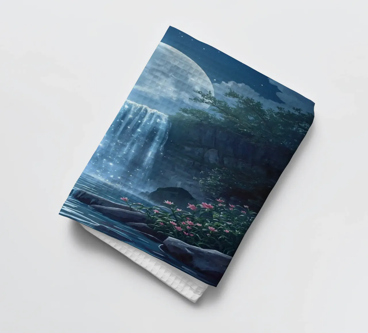 Cascata al chiaro di luna con fiori canovaccio da cucina da DesignDoodle