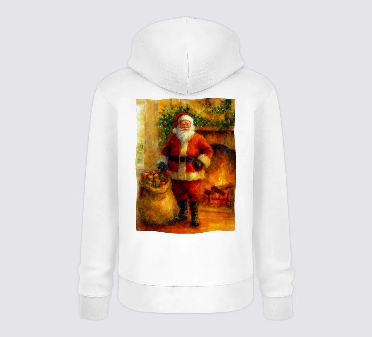 Babbo Natale e un regalo dipinto a Natale felpa con cappuccio da aztera