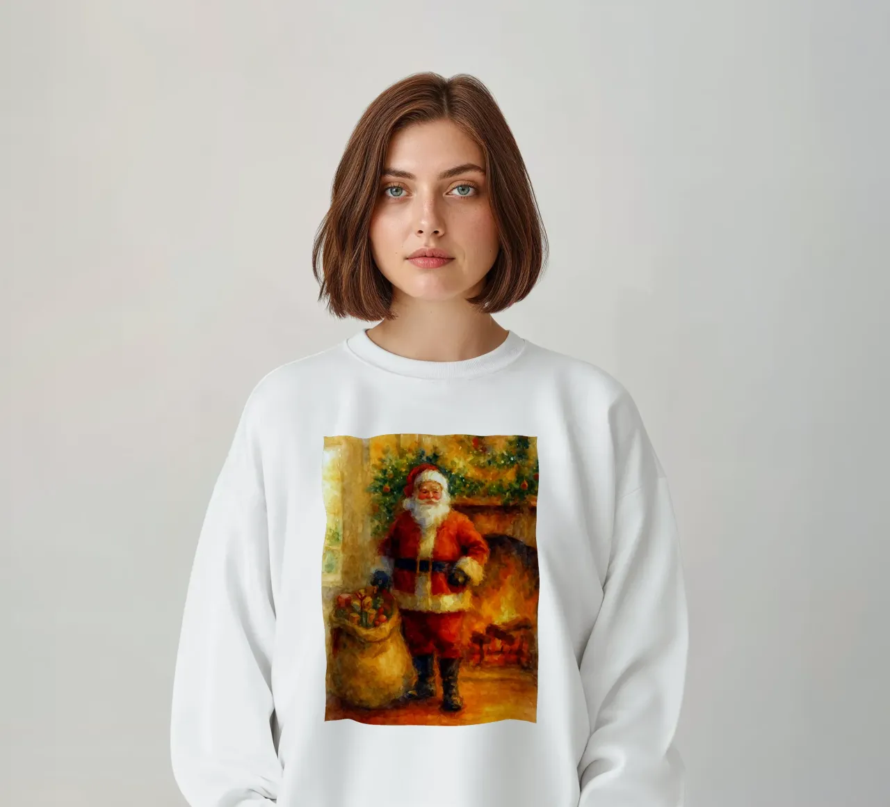 Babbo Natale e un regalo dipinto a Natale felpa da aztera