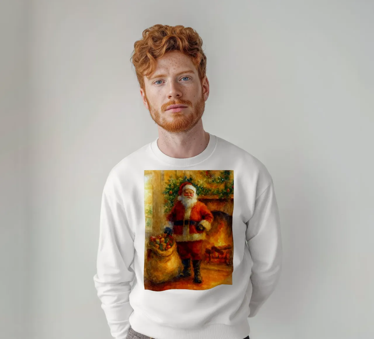 Babbo Natale e un regalo dipinto a Natale felpa da aztera