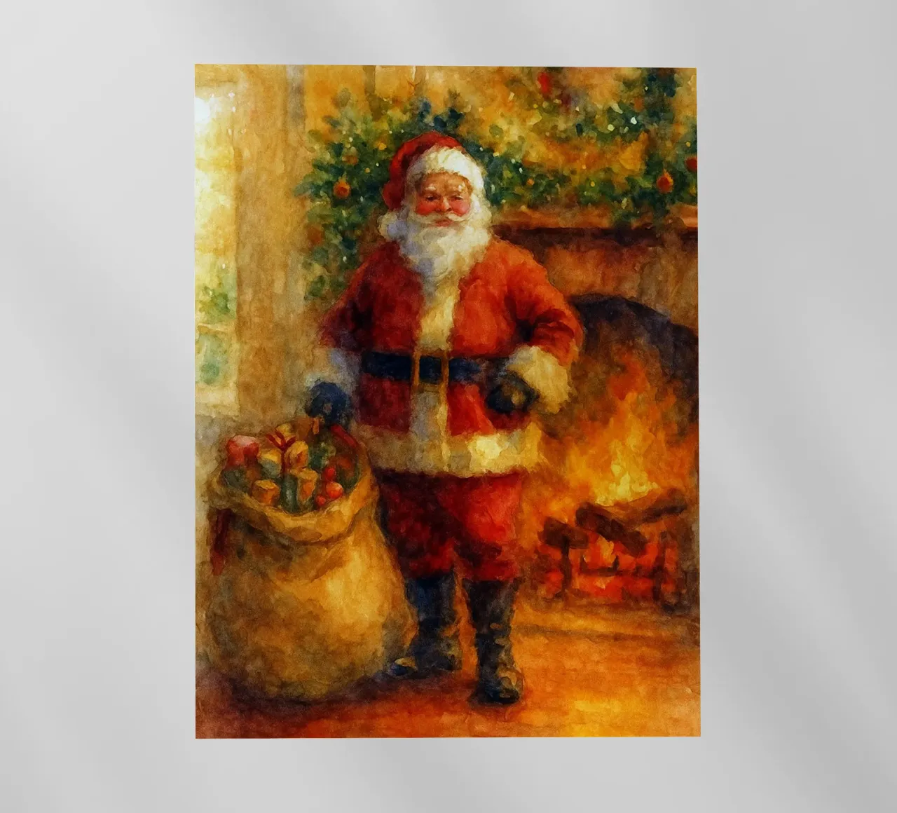 Babbo Natale e un regalo dipinto a Natale pellicola backlit da aztera