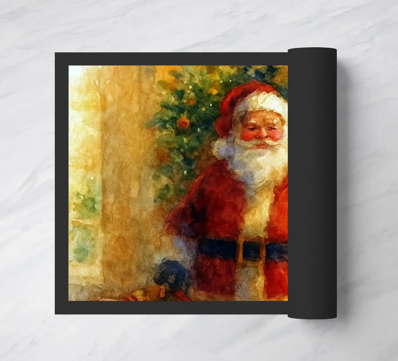 Babbo Natale e un regalo dipinto a Natale zerbino da aztera
