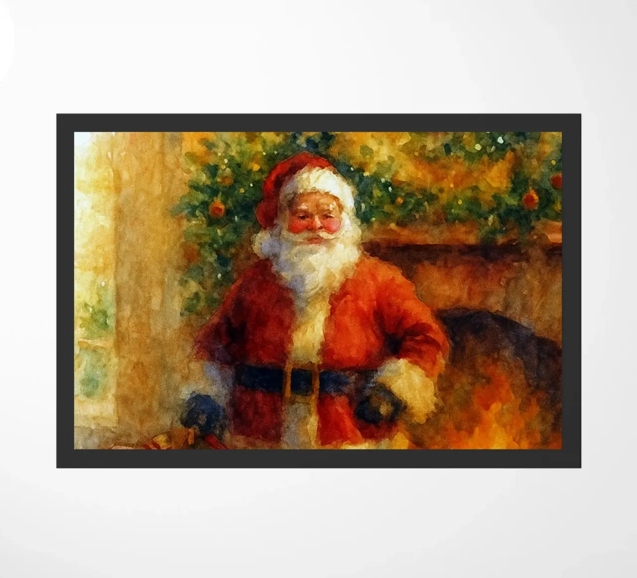 Babbo Natale e un regalo dipinto a Natale zerbino da aztera