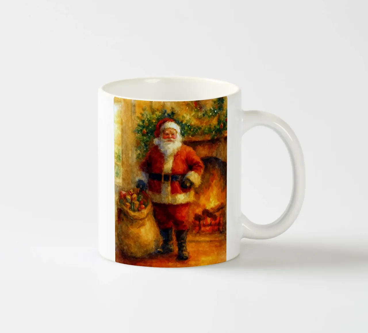 Babbo Natale e un regalo dipinto a Natale tazza in ceramica da aztera