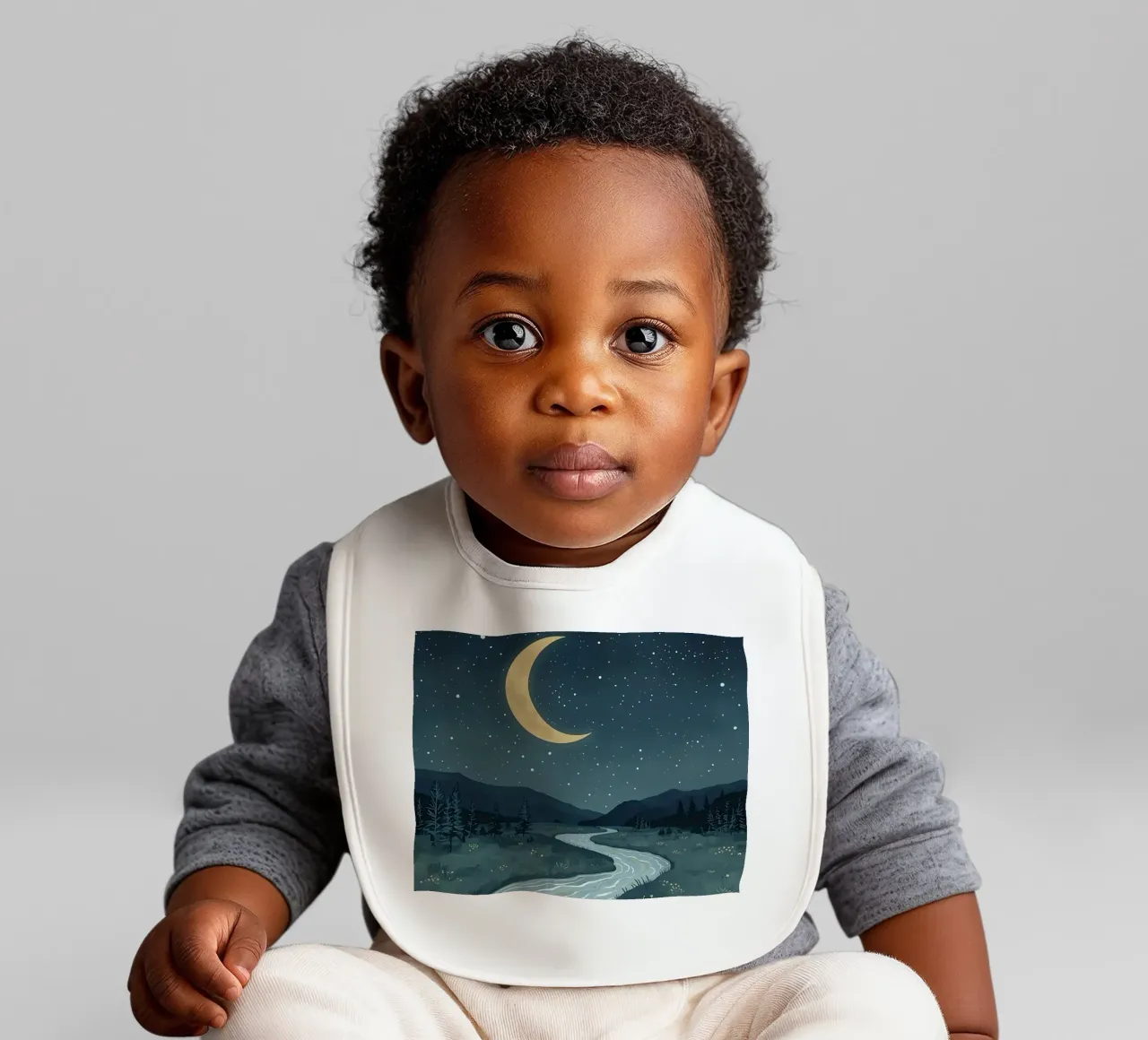 Paesaggio notturno tranquillo con luna e stelle del fiume bavaglino da DesignDoodle