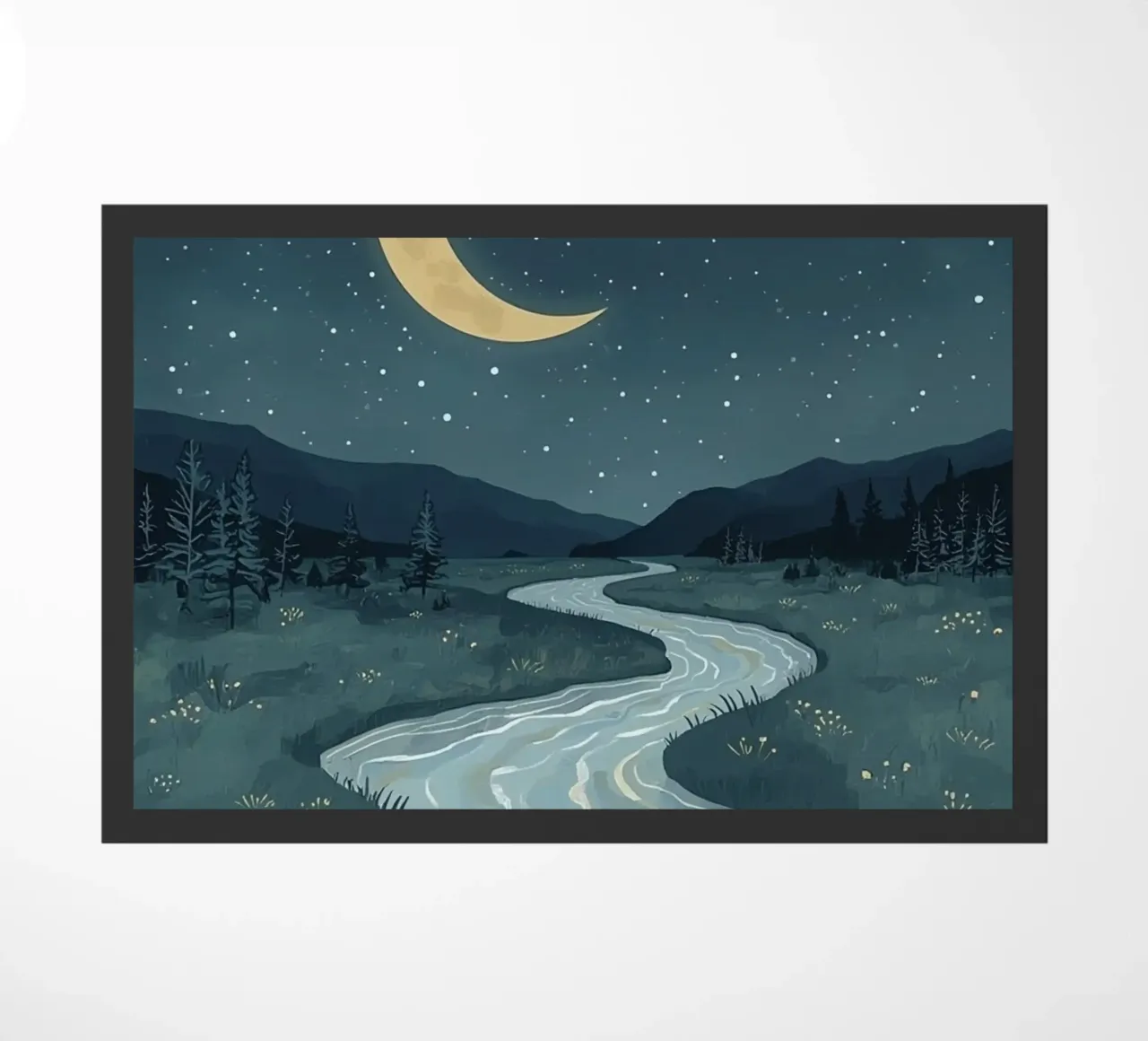 Paesaggio notturno tranquillo con luna e stelle del fiume zerbino da DesignDoodle