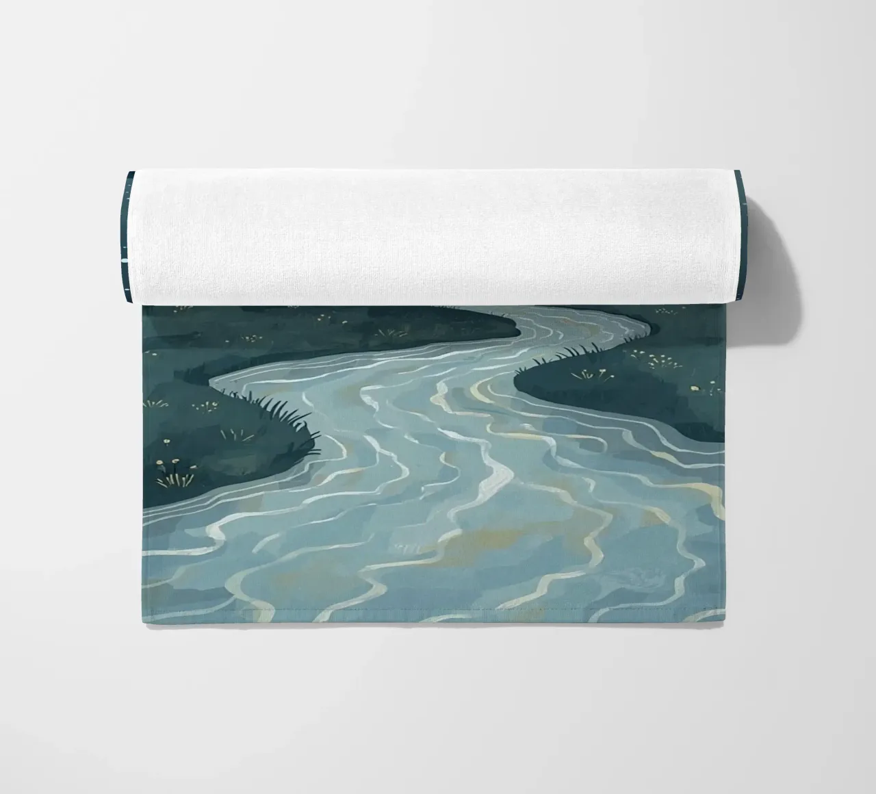 Paesaggio notturno tranquillo con luna e stelle del fiume telo mare da DesignDoodle